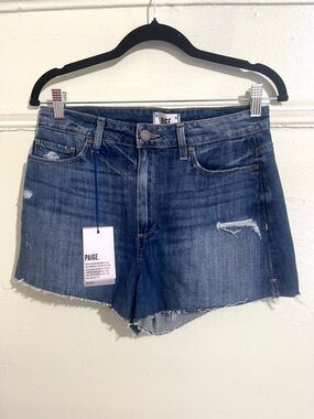 PAIGE Margot  Blue Distressed Denim Cutoff Shorts